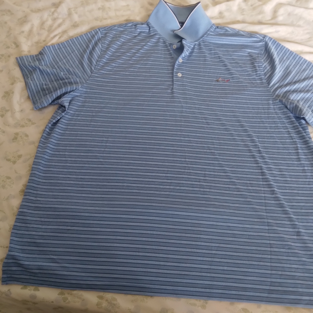 Greg Norman Collection Light Blue Striped Polo